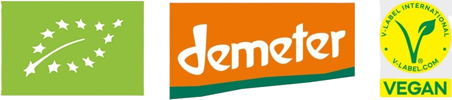 EU biologisch keurmerk, Demeter en V-Label Vegan